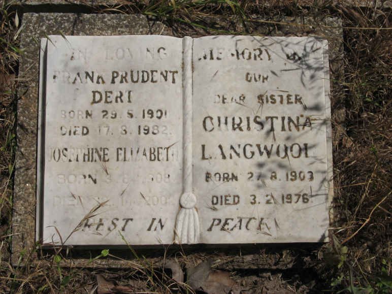 DERT Frank Prudent 1901-1982 &amp; Josephine Elizabeth 1908-2002 :: LANGWOOL Christina 1903-1976