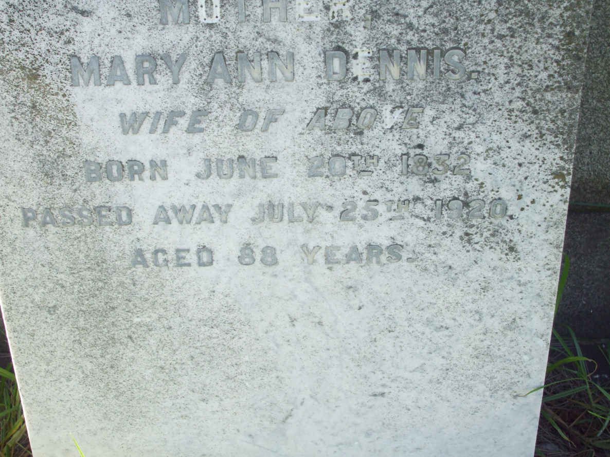 DENNIS Mary Ann 1832-1920 
