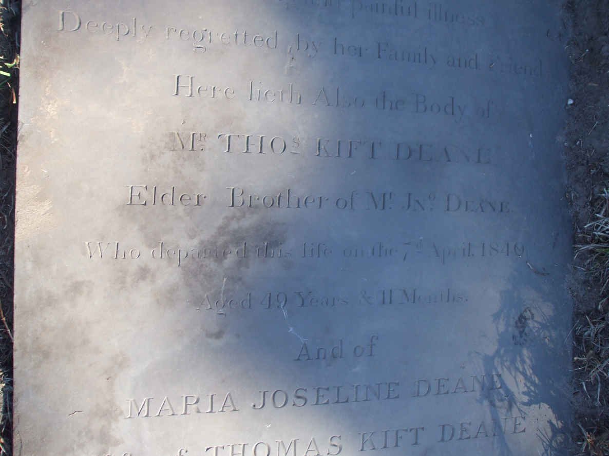 DEANE Thomas Kift  -1840 &amp; Maria Joseline  -1848 