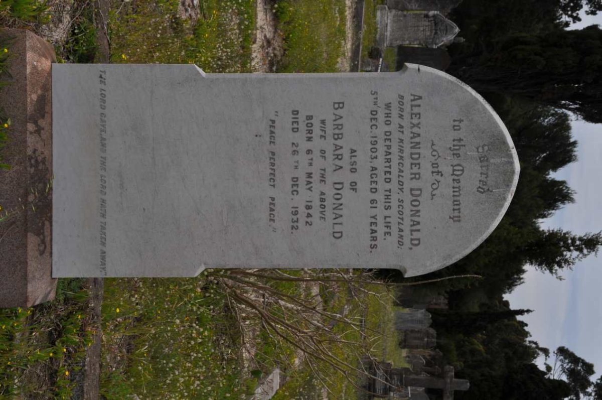 DONALD Alexander -1903 &amp; Barbara 1842-1932