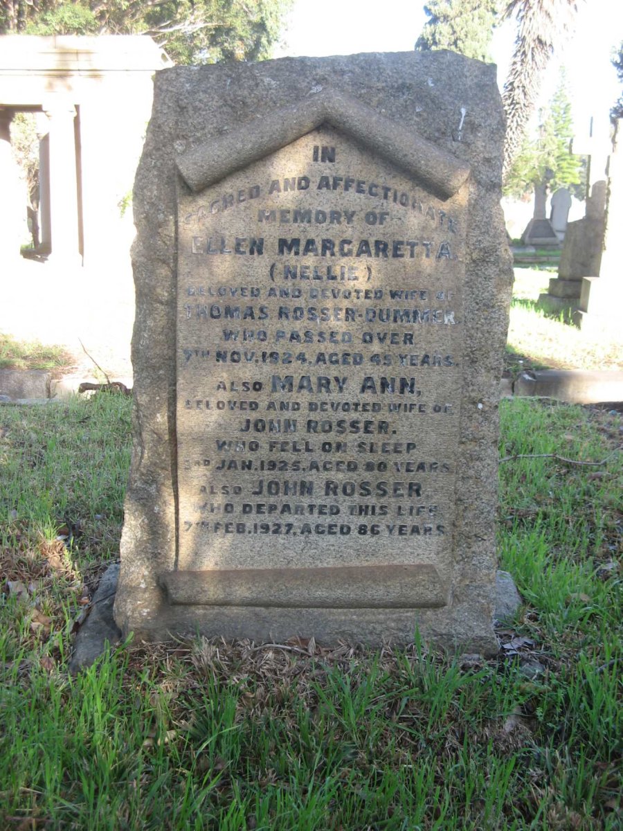 DUMMER Ellen Margaretta, ROSSER -1924 :: ROSSER John -1927 &amp; Mary Ann -1925