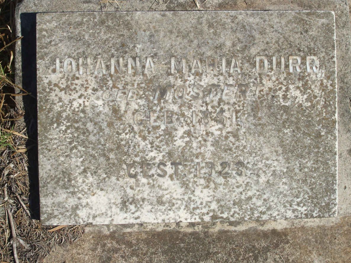 DURR Johanna Maria nee MOSTERT 1851-1923