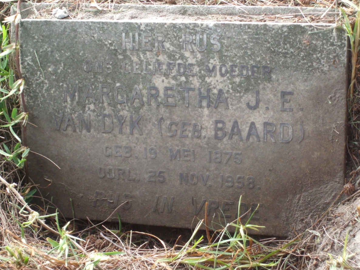 DYK Margaretha J.E., van nee BAARD 1875-1958