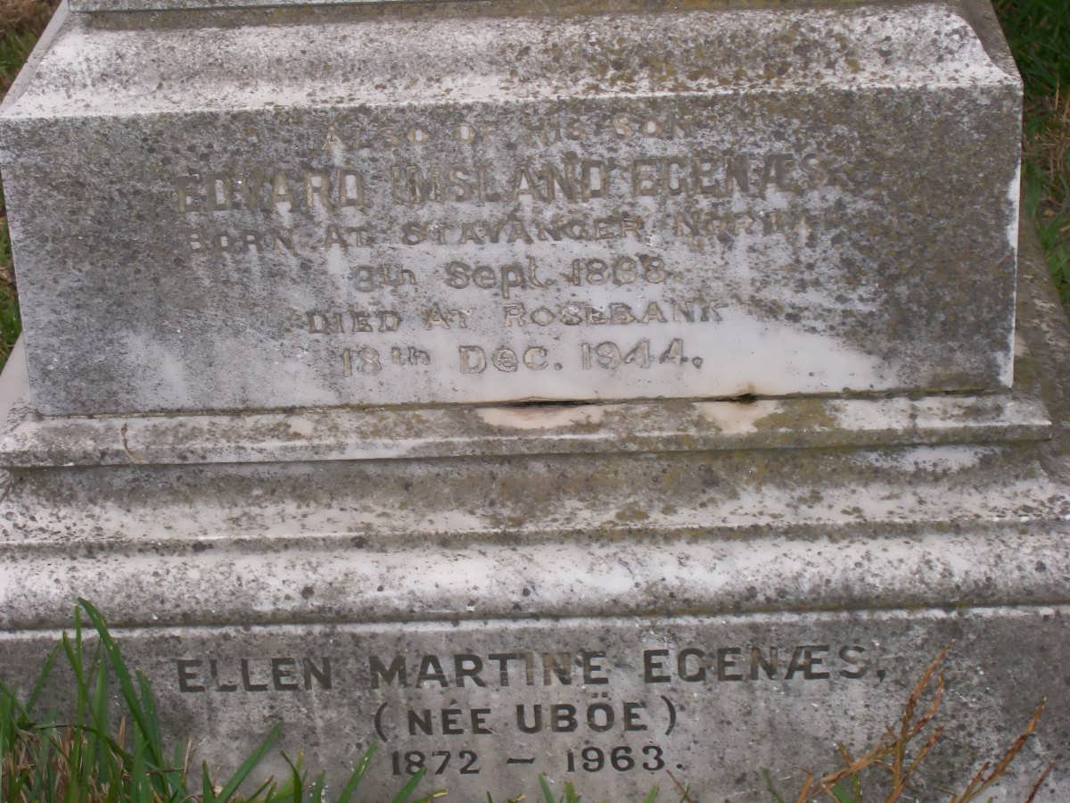 EGENEAS Edward Imsland 1868-1944 :: EGENAES Ellen Martine nee UBOE 1872-1963