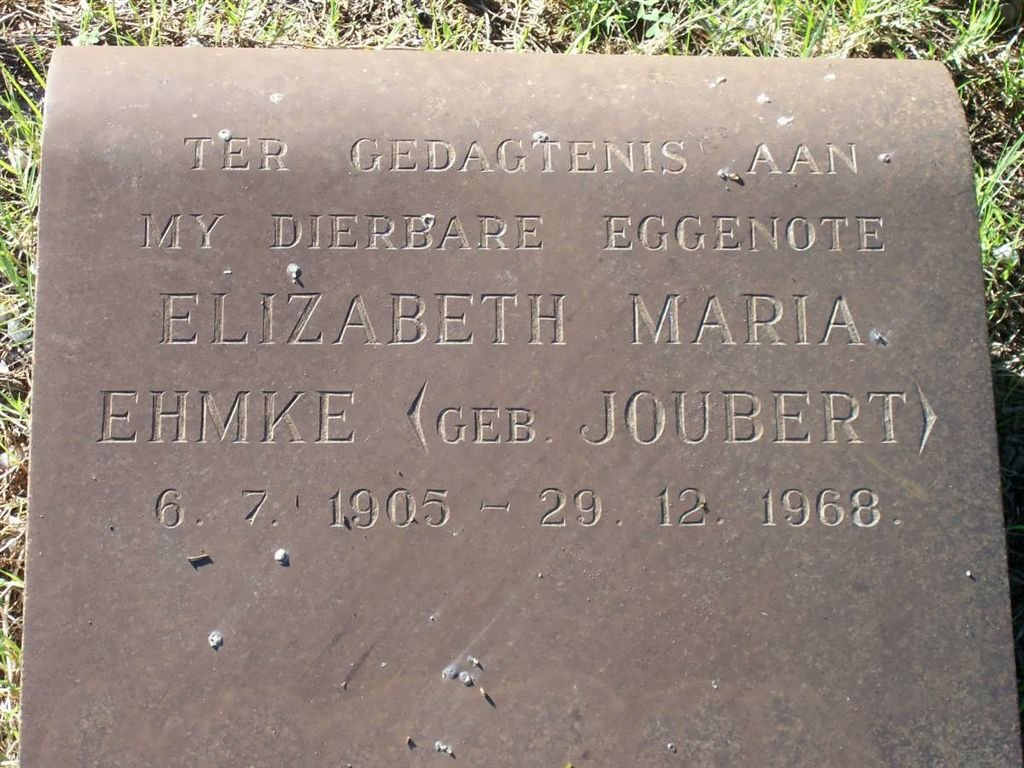 EHMKE Elizabeth Maria nee JOUBERT 1905-1968
