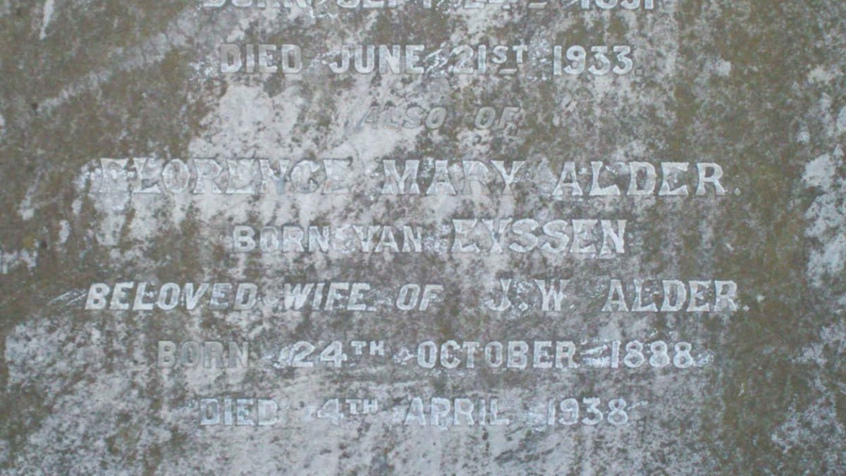 ALDER Florence Mary nee VAN EYSSEN 1888-1938
