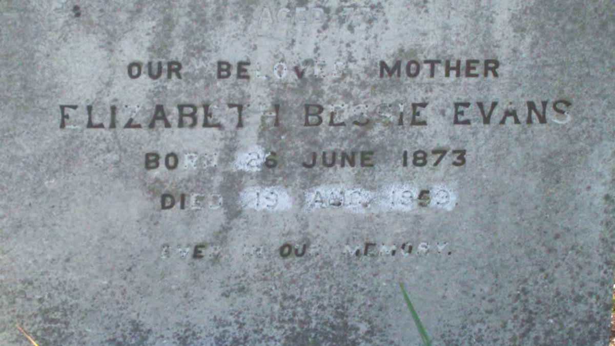 EVANS Elizabeth Bessie 1873-1959