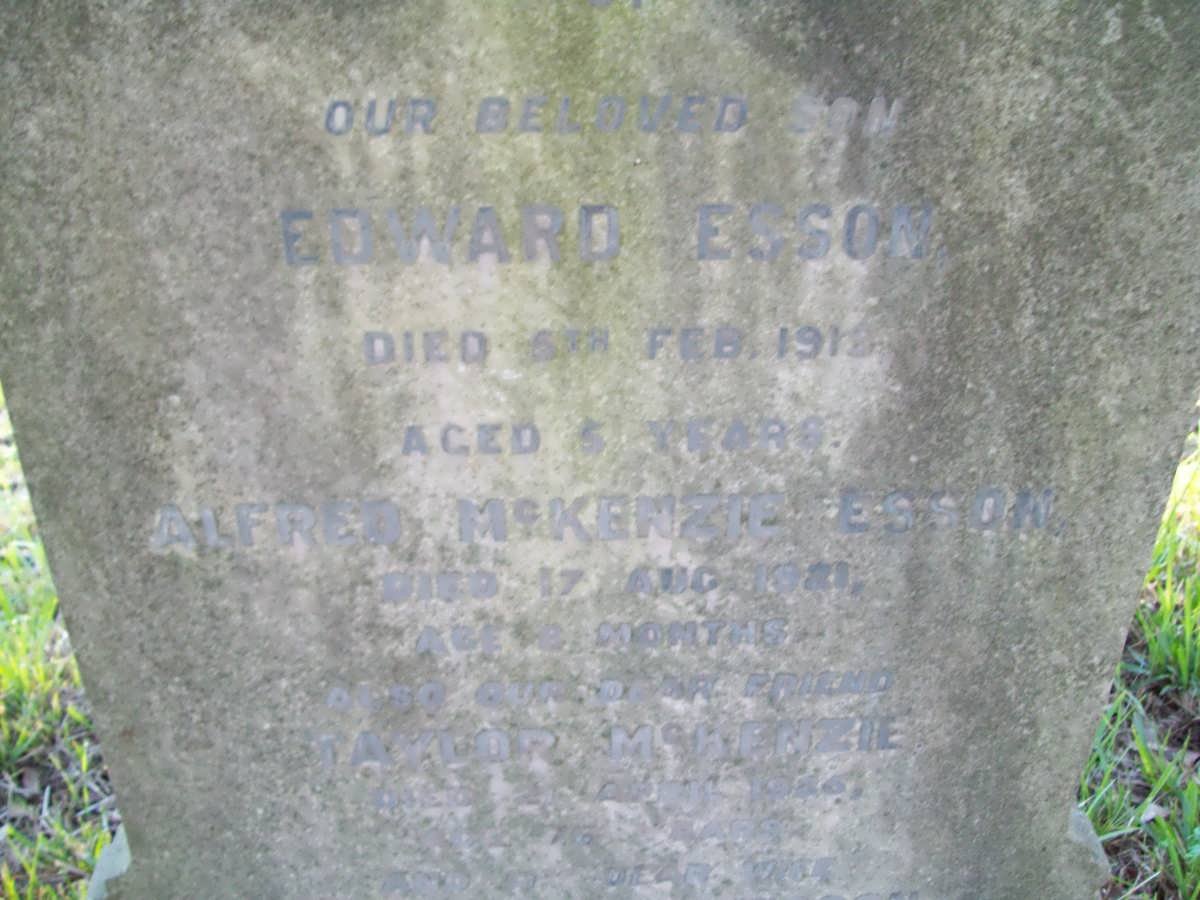 ESSON Edward -1919 :: ESSON Alfred Mckenzie -1921 :: McKENZIE Taylor -1925