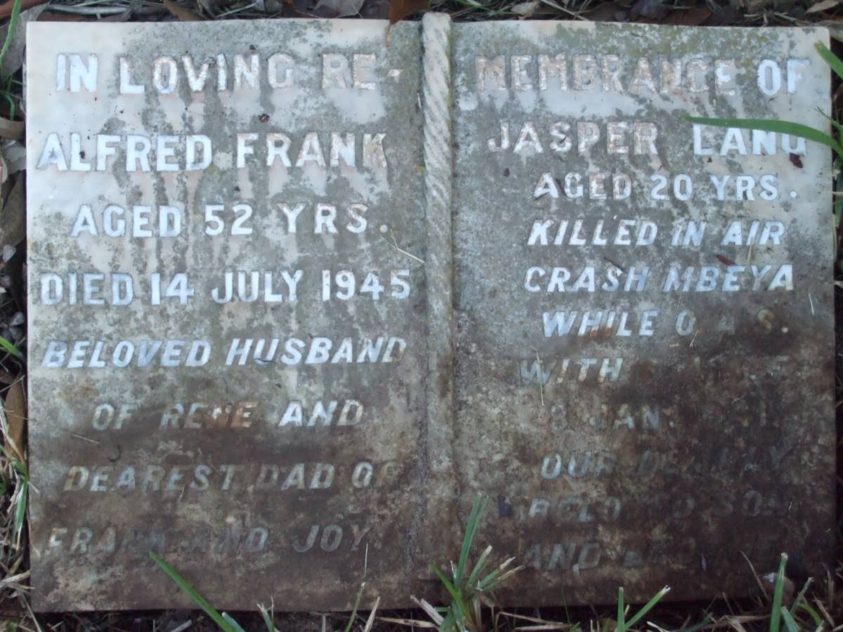 FRANK Alfred -1945 :: LANG Jasper -1941