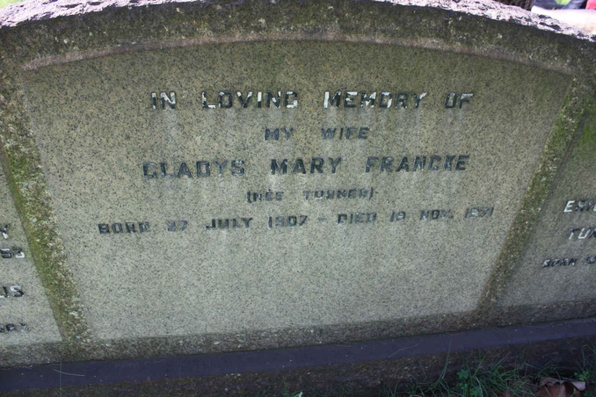 FRANCKE Gladys Mary nee TURNER 1907-1951