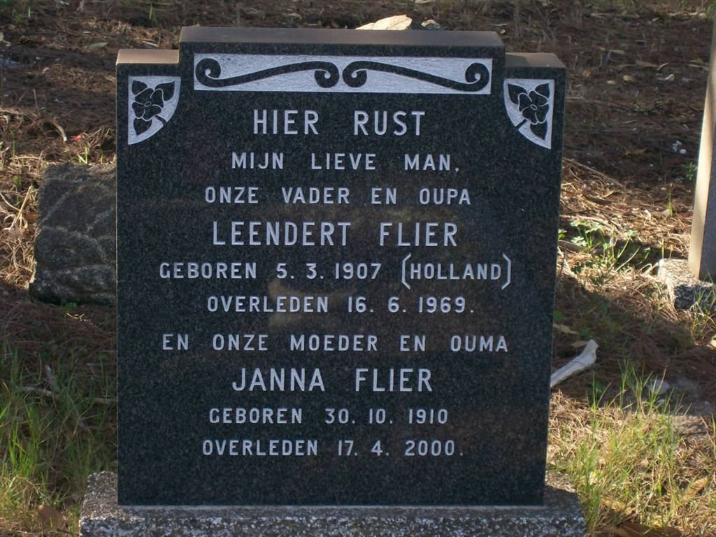 FLIER Leendert 1907-1969 &amp; Janna 1910-2000