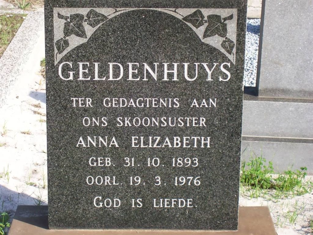 GELDENHUYS Anna Elizabeth 1893-1976