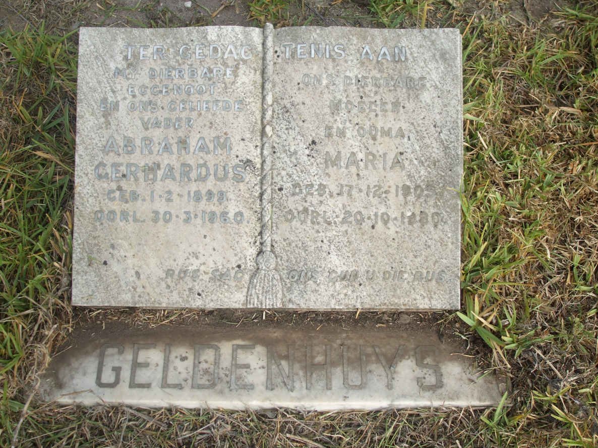 GELDENHUYS Abraham Gerhardus 1899-1960 &amp; Maria 1905-1980