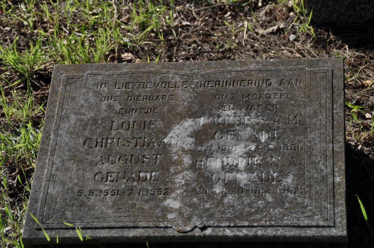 GENADE Hendrik N.A. 1920-1982 &amp; Louise S.A.M. 1916-1981 :: GENADE Louis Christiaan August 1951-1952