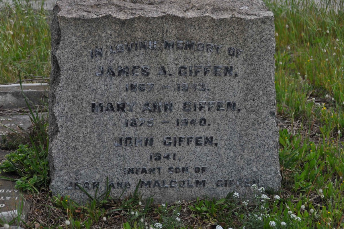 GIFFEN James A. 1867-1943 &amp; Mary Ann 1875-1940 :: GIFFEN John -1941