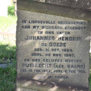 GOEDE Johannes Hendrik, de 1884-1947 &amp; Huibrecht BAARD 1882-1964
