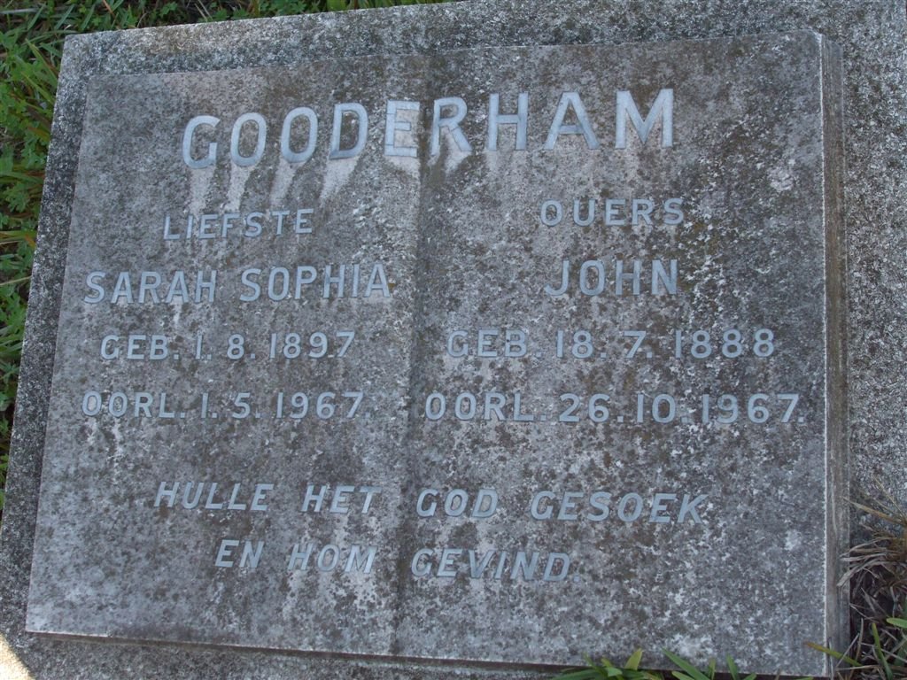 GOODERHAM John 1888-1967 &amp; Sarah Sophia 1897-1967