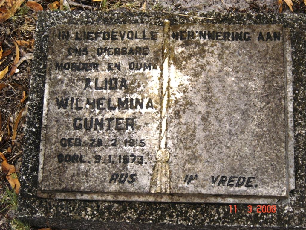 GUNTER Alida Wilhelmina  1915-1973
