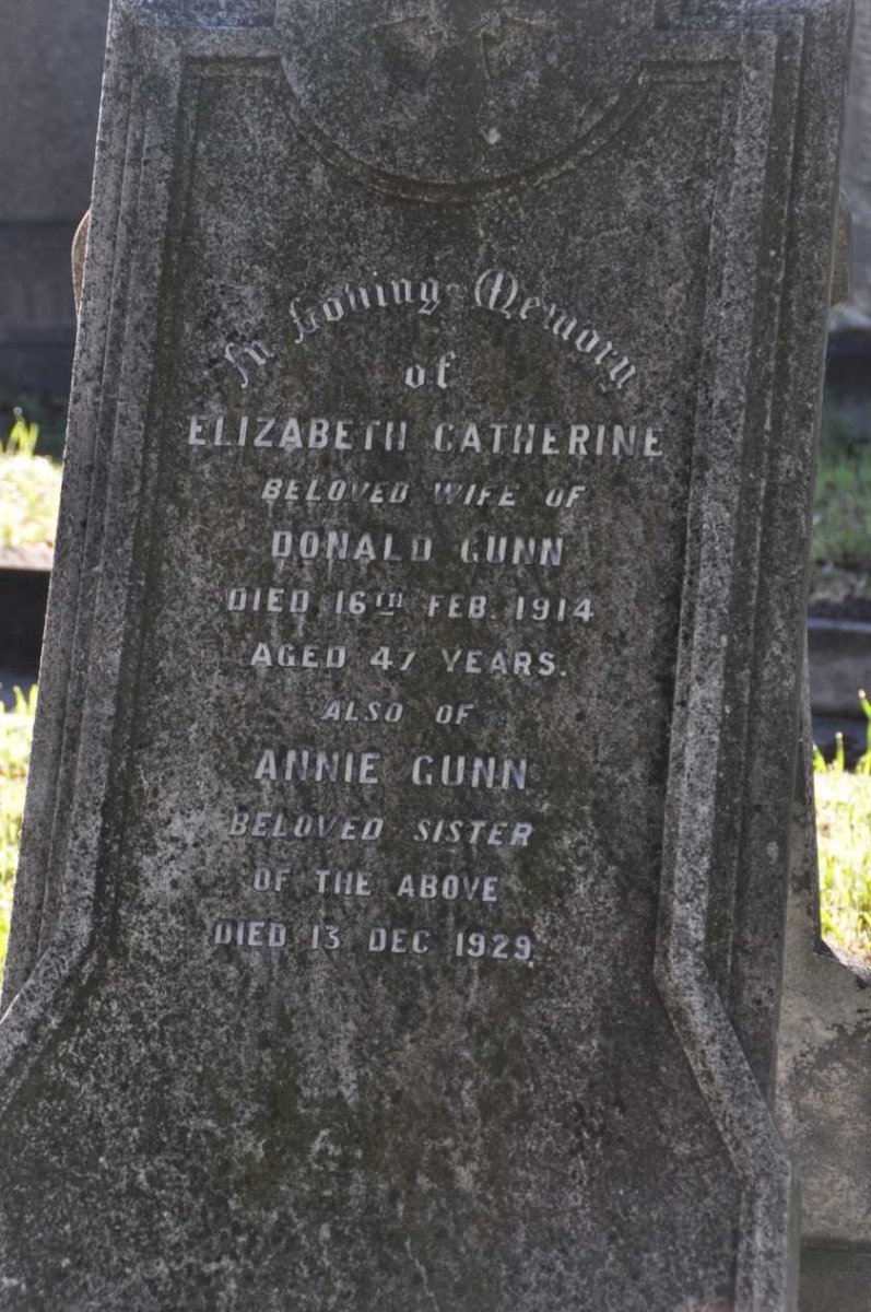 GUNN Elizabeth Catherine -1914 :: GUNN Annie -1929
