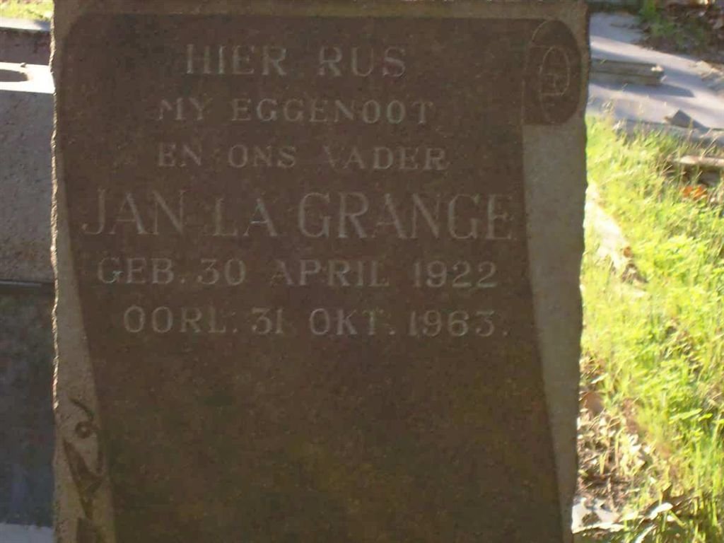 GRANGE Jan, la 1922-1963