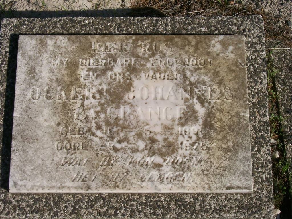 GRANGE Ockert Johannes, la 1891-1976