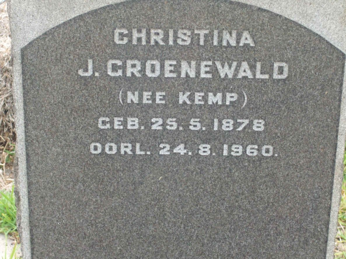 GROENEWALD Christina J. nee KEMP 1878-1960