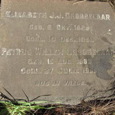 GROBBELAAR Petrus Willem 1883-1956 &amp; Elizabeth J.J. 1885-1951