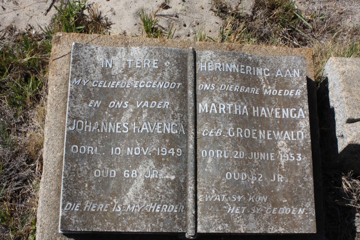 HAVENGA Johannes -1949 &amp; Martha GROENEWALD -1953