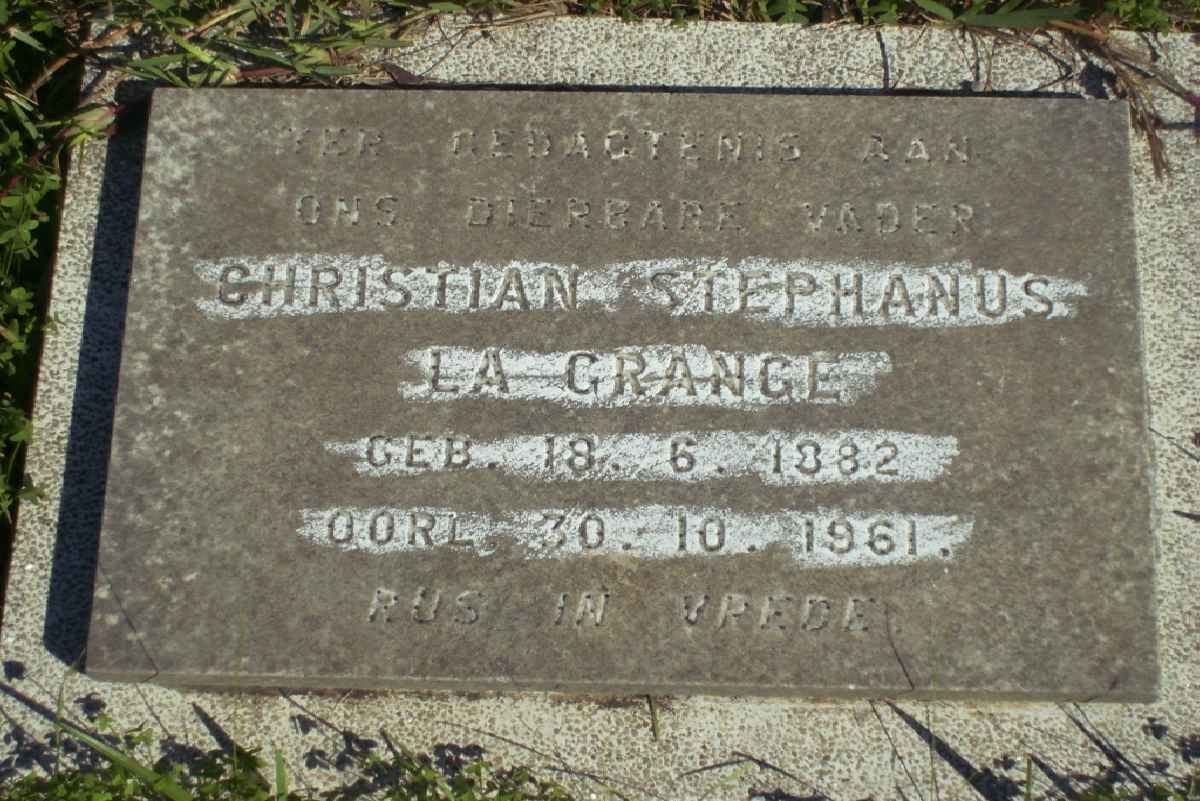 GRANGE Christian Stephanus, la 1882-1961