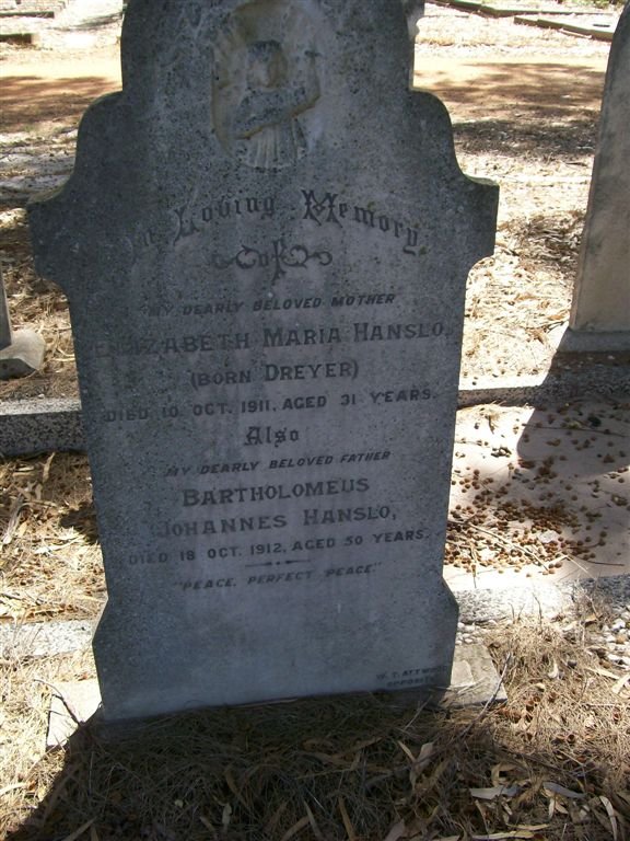 HANSLO Bartholomeus Johannes -1912 &amp; Elizabeth Maria DREYER -1911