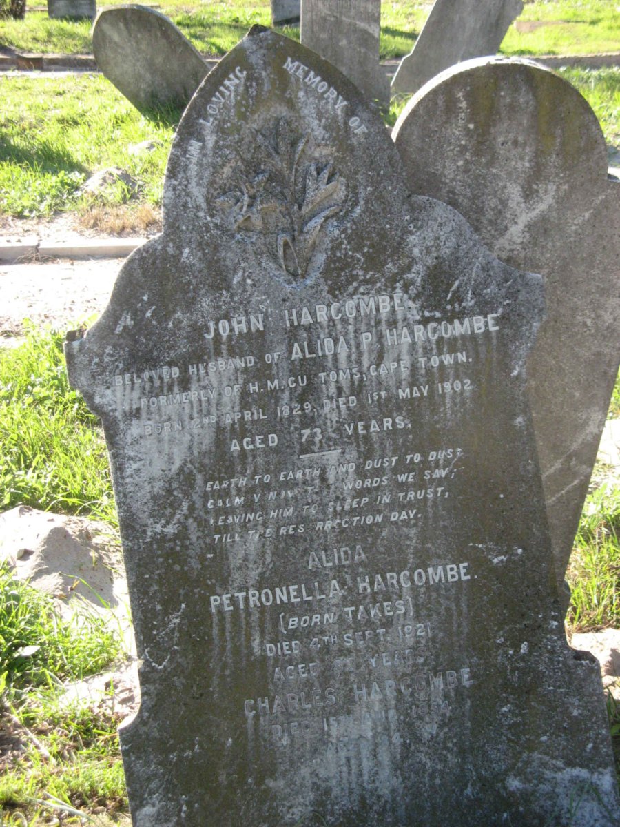 HARCOMBE John 1829-1902 &amp; Alida Petronella TAKES -1921
