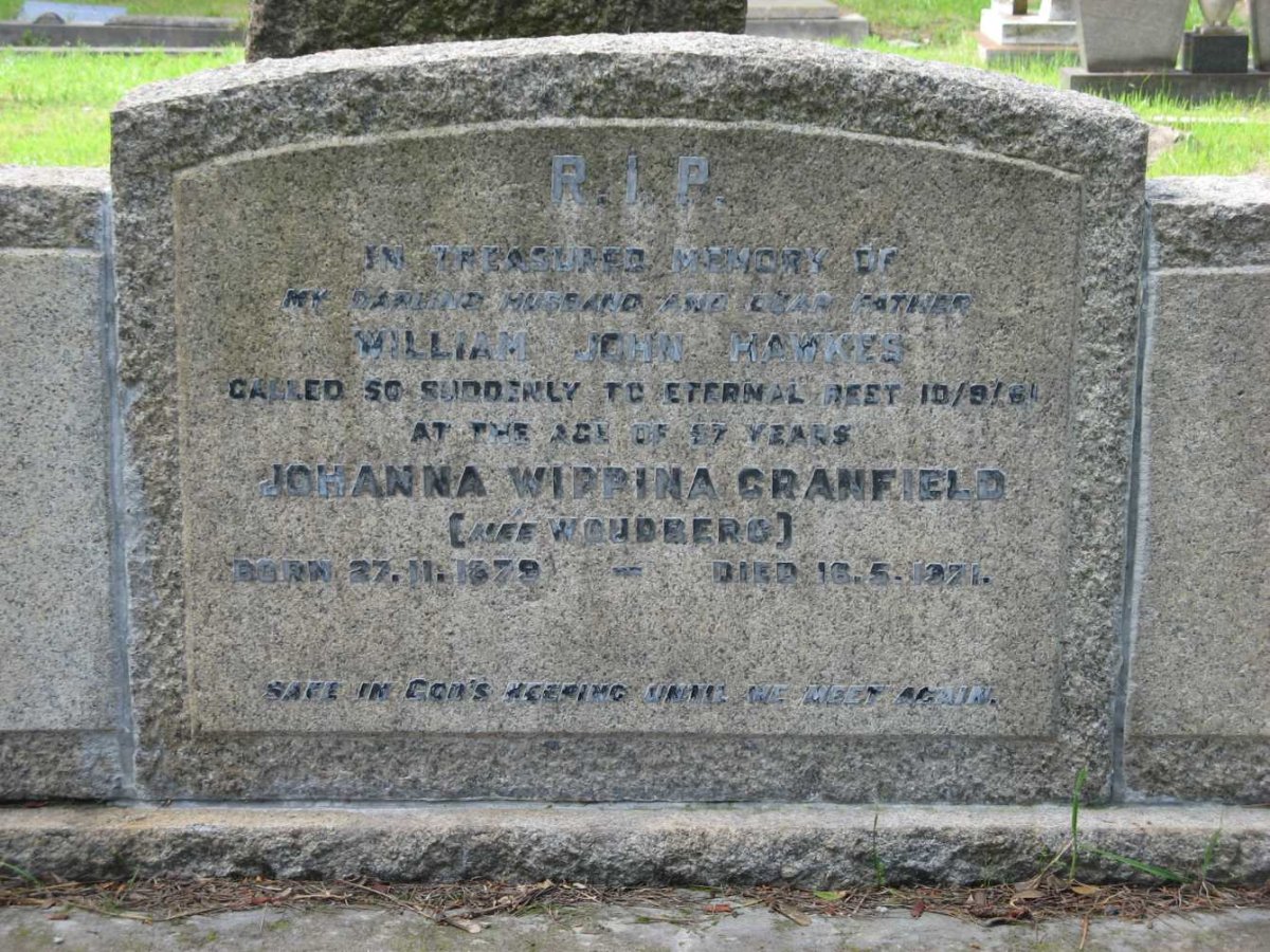 HAWKES William John -1961 :: CRANFIELD Johanna Wippina nee WOUDBERG 1879-1971