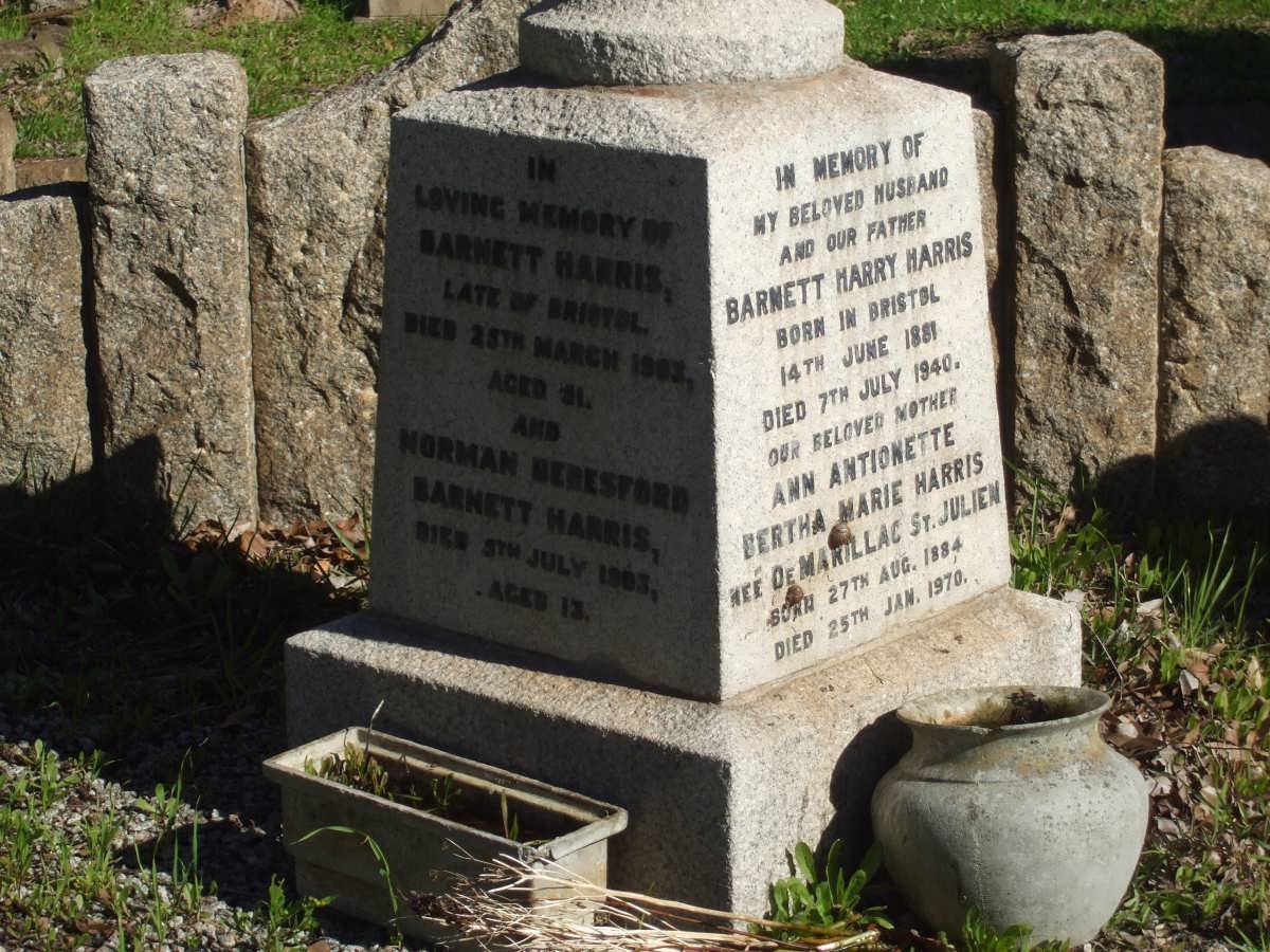 HARRIS Barnett Harry 1881-1940 &amp; Ann Antionette Bertha Marie DE MARILLAC ST. JULIEN 1884-1970