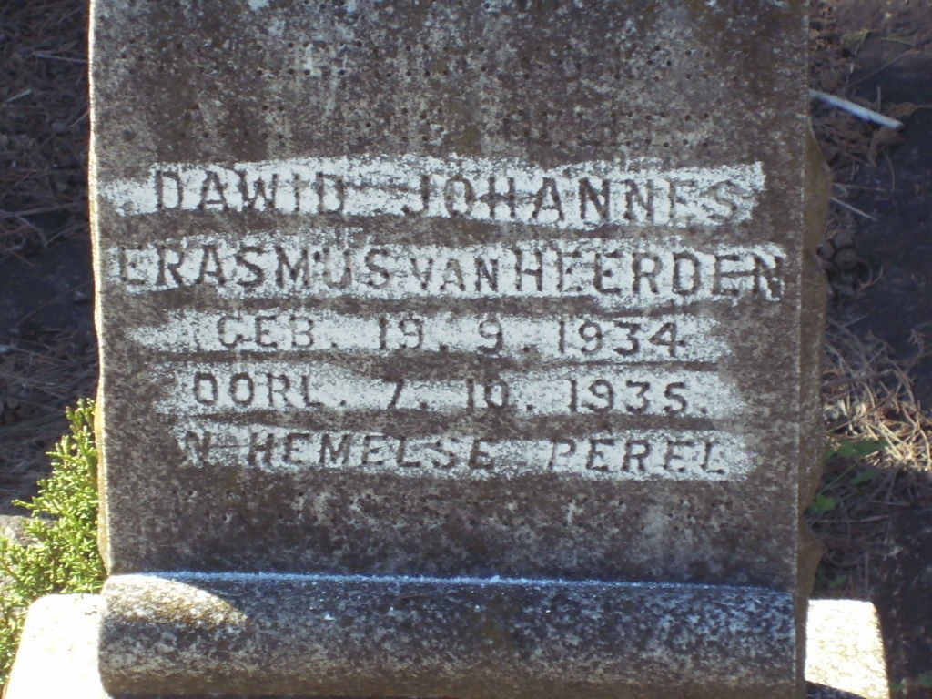 HEERDEN David Johannes Erasmus, van  1934-1935
