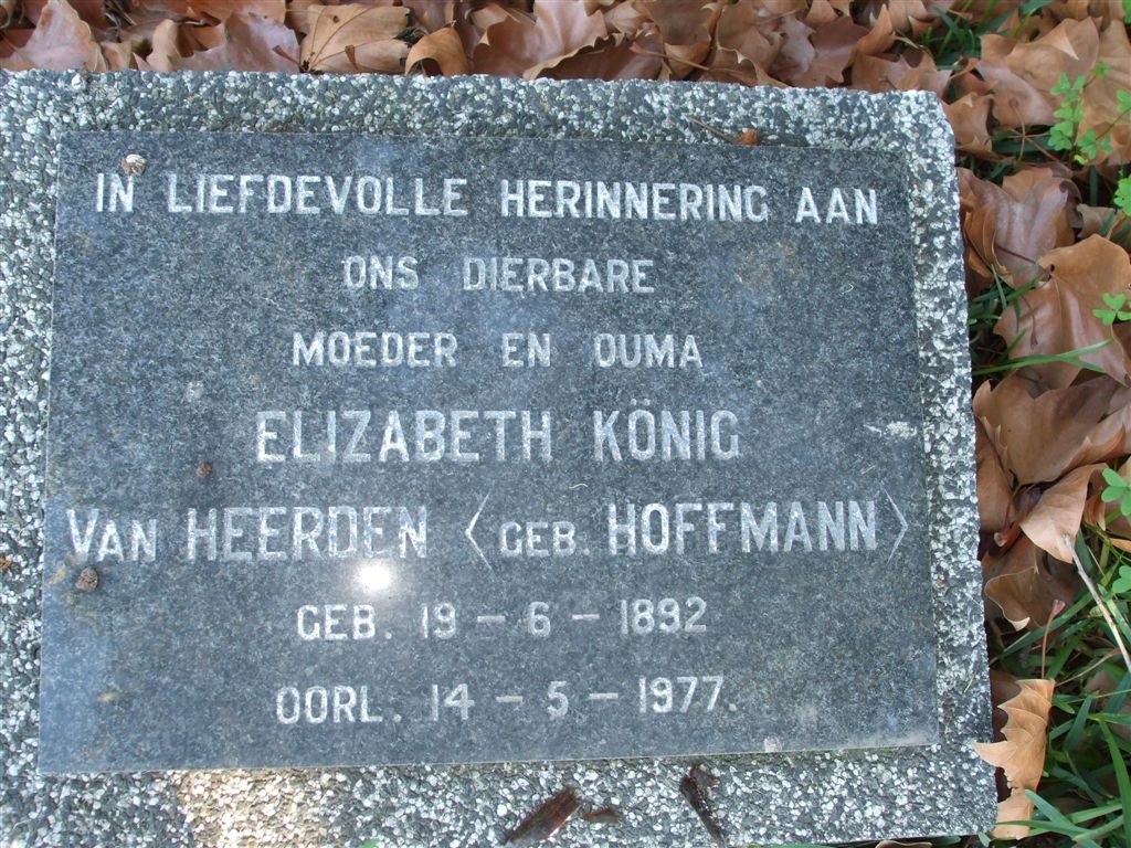 HEERDEN Elizabeth Konig, van nee HOFFMANN 1892-1977