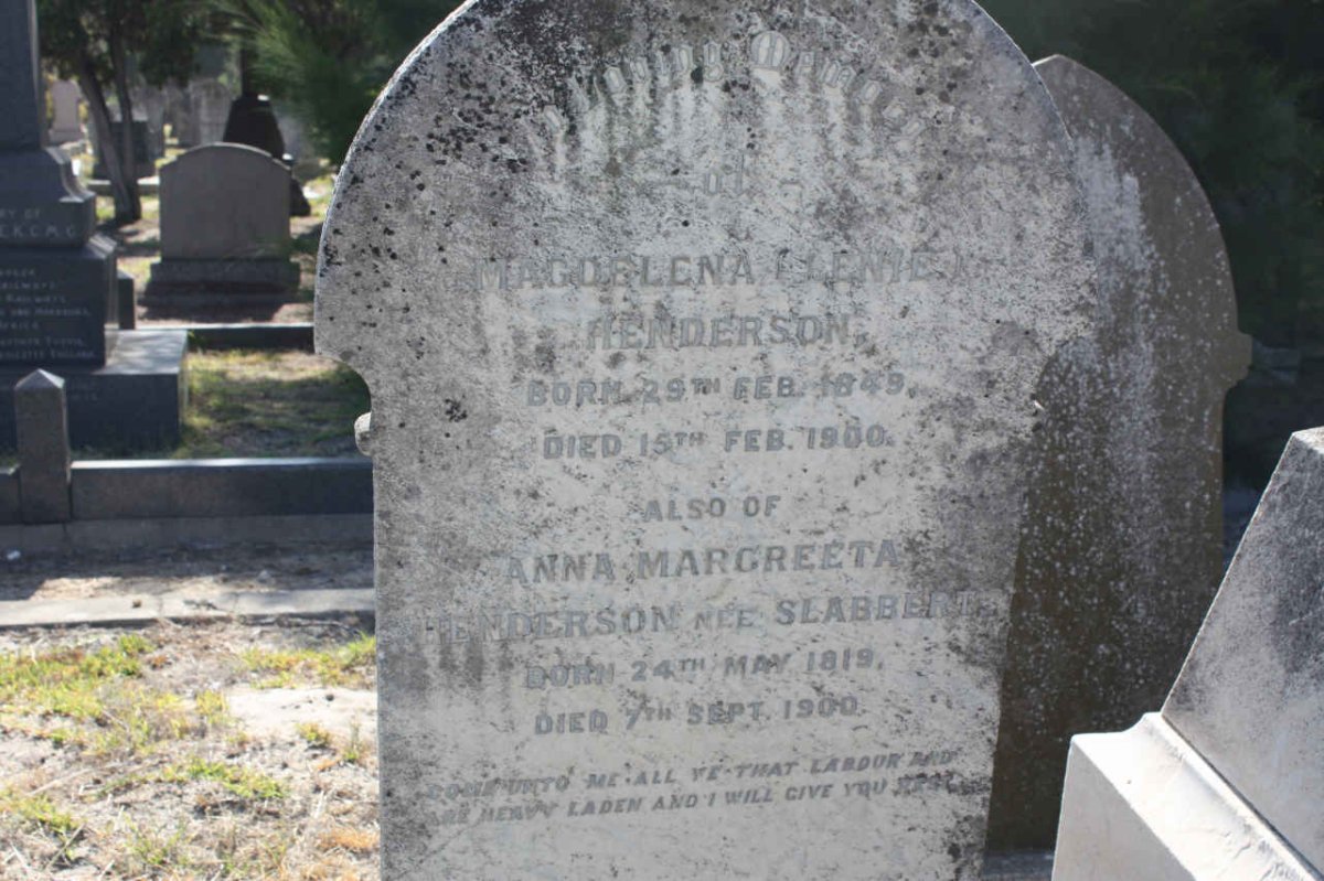HENDERSON Magdalena 1849-1900 :: HENDERSON Anna Margreeta nee SLABBERT 1819-1900