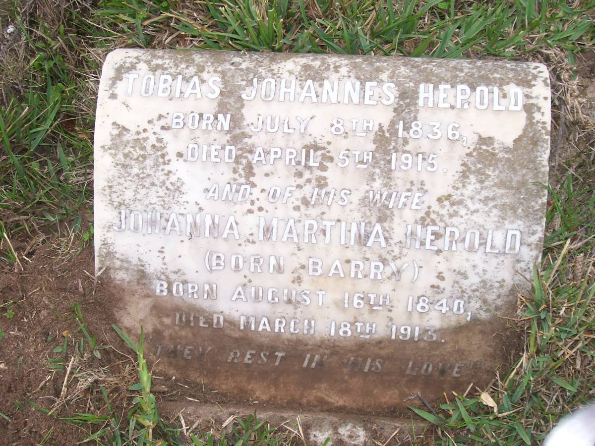 HEROLD Tobias Johannes 1836-1915 &amp; Johanna Martina BARRY 1840-1913