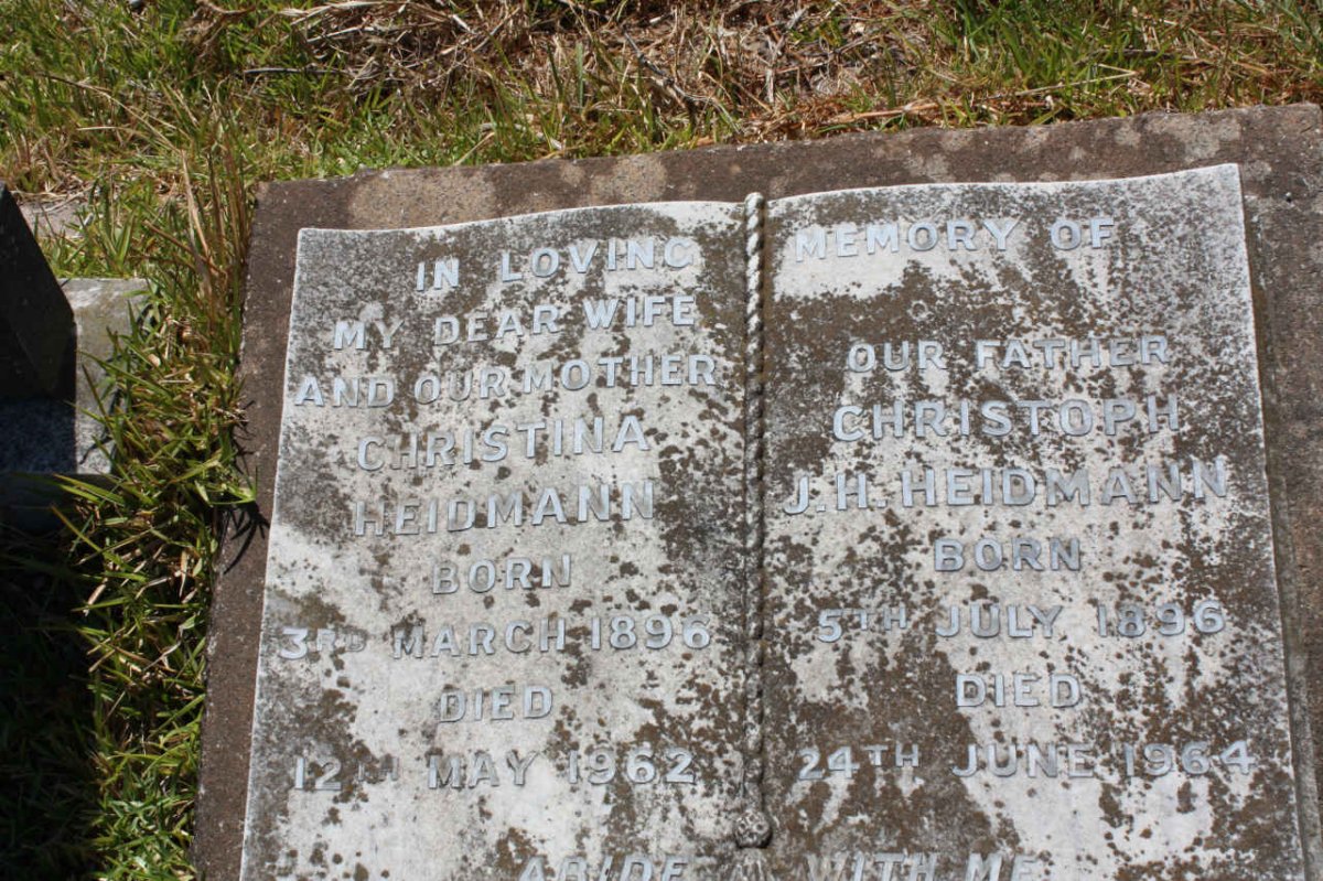 HEIDMANN Christoph J.H. 1896-1964 &amp; Christina 1896-1962