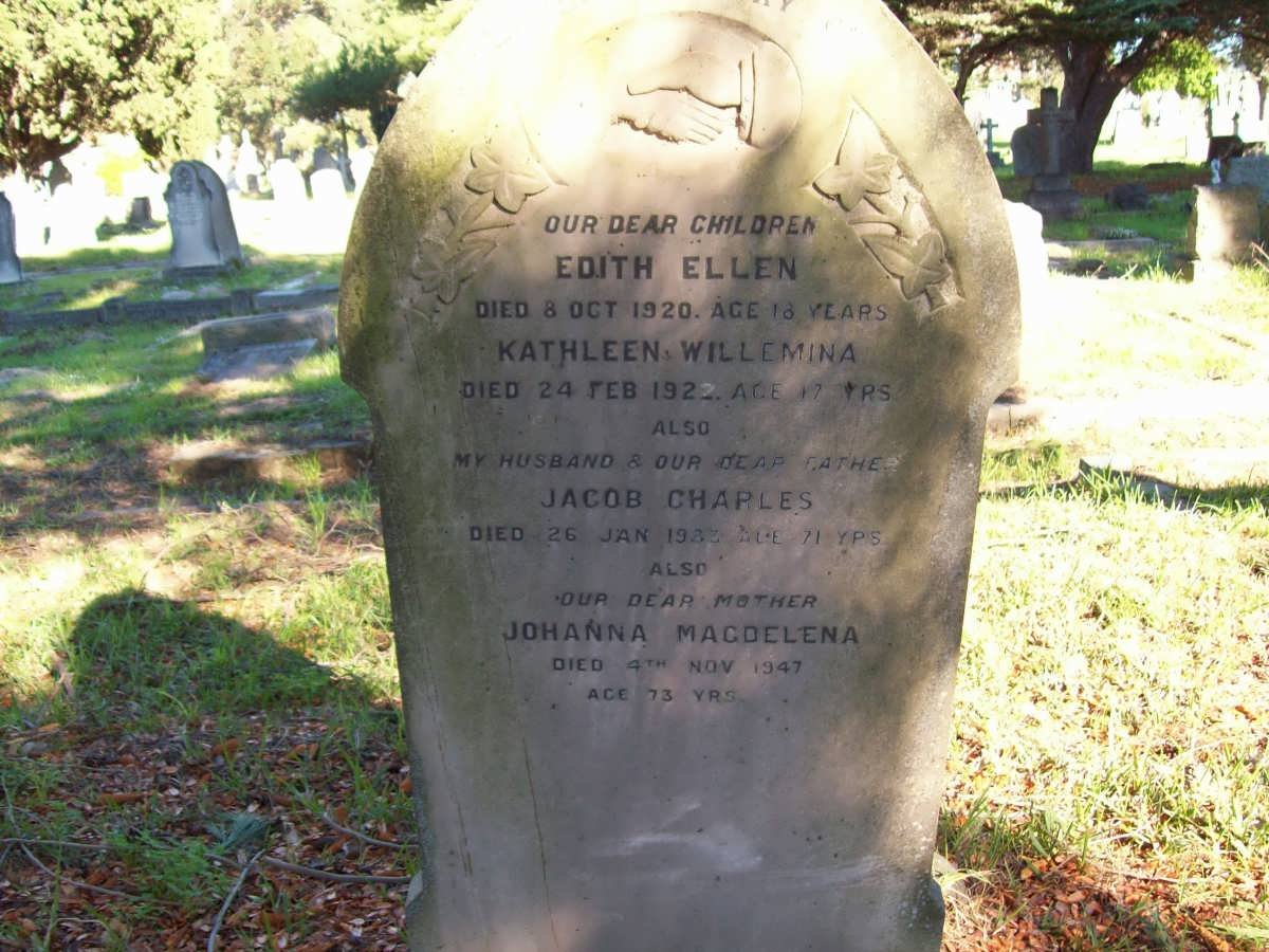HENDRICKSE Jacob Charles -1933 &amp; Johanna Magdelena -1947