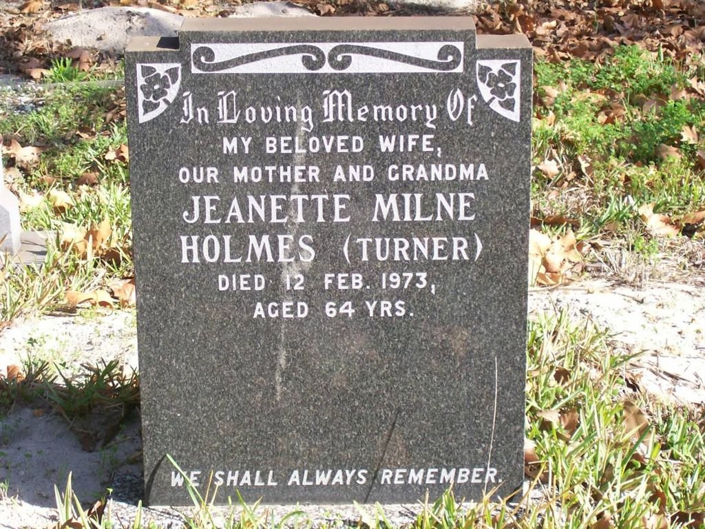 HOLMES Jeanette Milne nee TURNER -1973