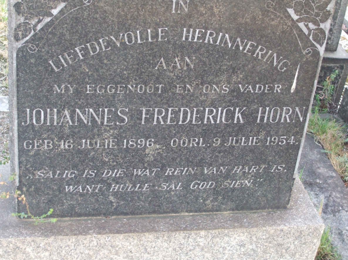 HORN Johannes Frederick 1896-1954