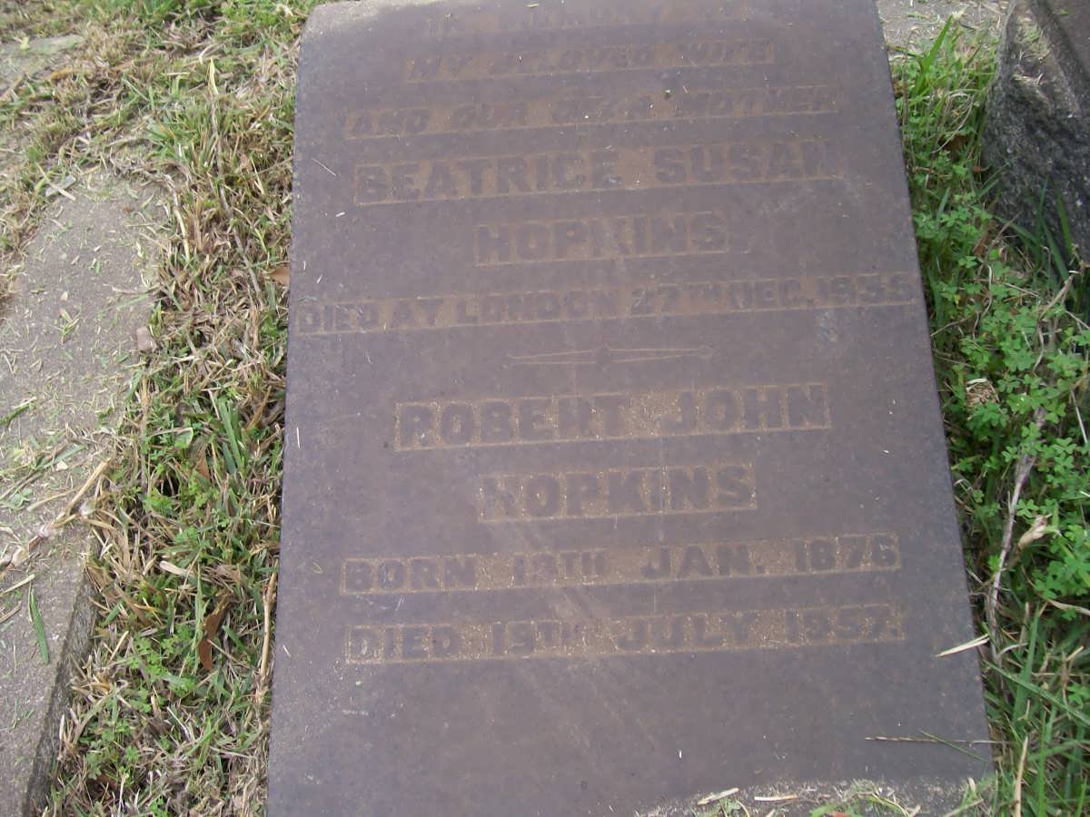 HOPKINS Robert John 1876-1957 &amp; Beatrice Susan -1936