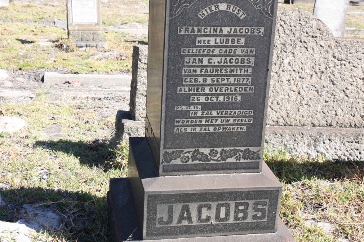 JACOBS Francina nee LUBBE 1877-1916