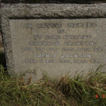 JACKSON Rudolph -1945 :: JACKSON Sophia -1938