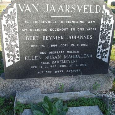 JAARSVELD Gert Rynier Johannes, van 1914-1967 &amp; Ellen Susan Magdalena RADEMEYER 1922-1970
