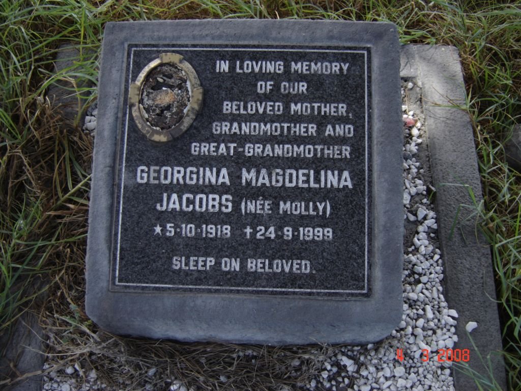 JACOBS Georgina Magdalena nee MOLLY 1918-1998