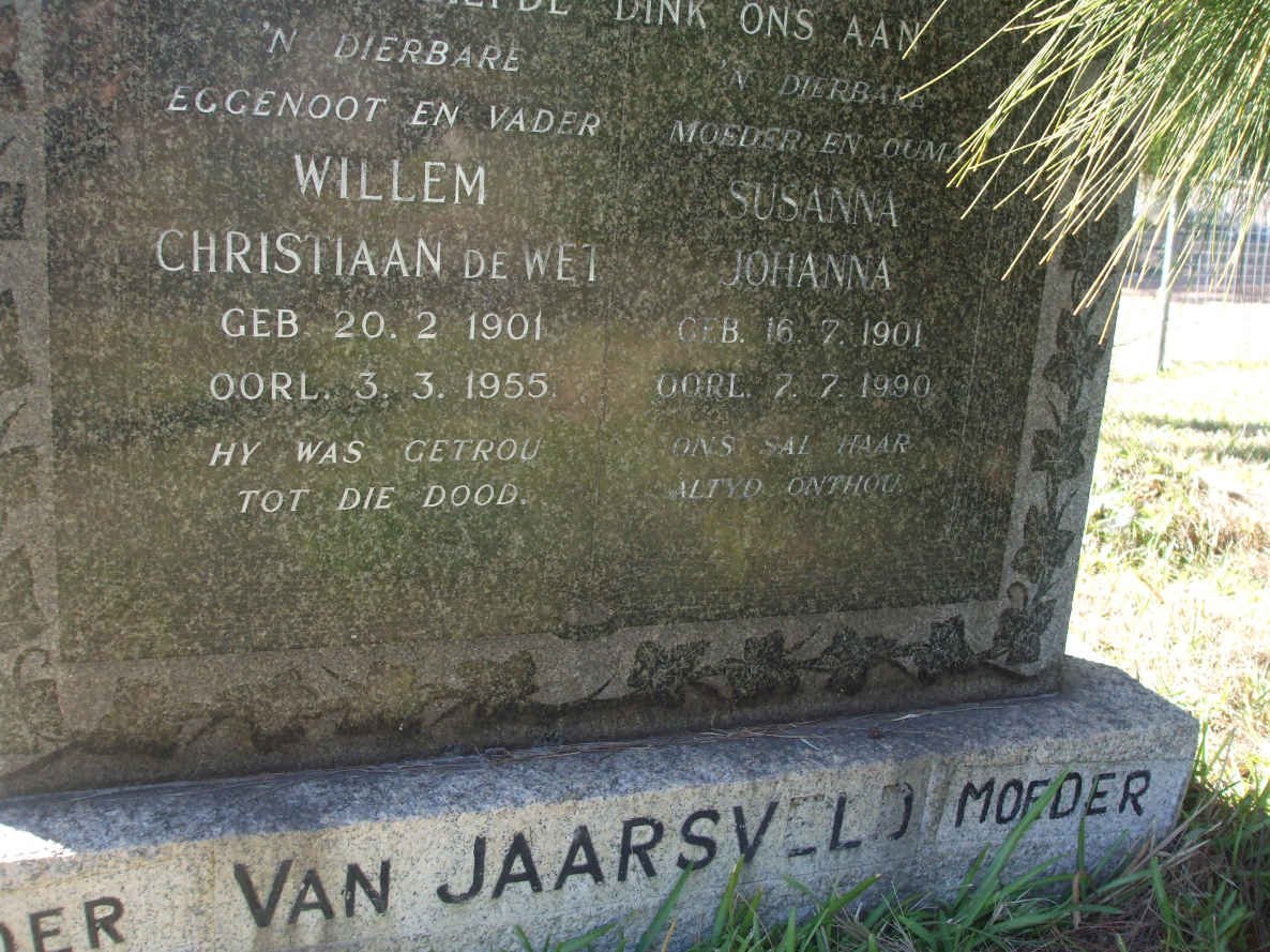 JAARSVELD Willem Christiaan de Wet, van 1901-1955 &amp; Susanna Johanna 1901-1990