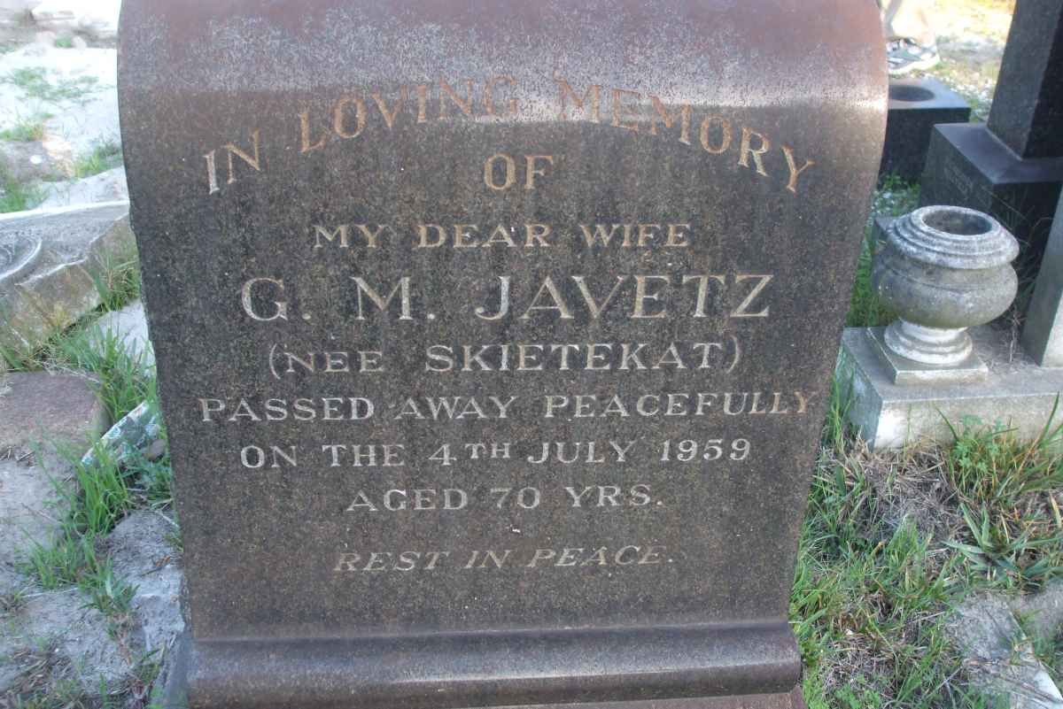 JAVETZ G.M. nee SKIETEKAT -1959