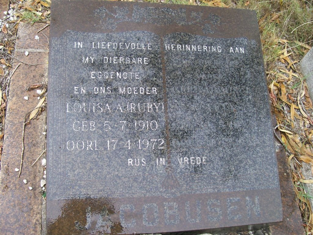 JACOBUSEN A. Gerhardus 18??-??  &amp; Louisa A. 1910-1972