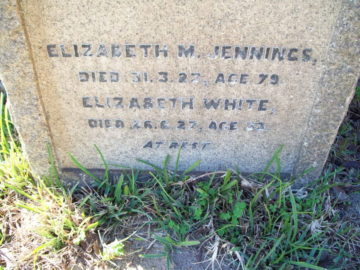 JENNINGS Elizabeth M. -1923 :: WHITE Elizabeth -1927